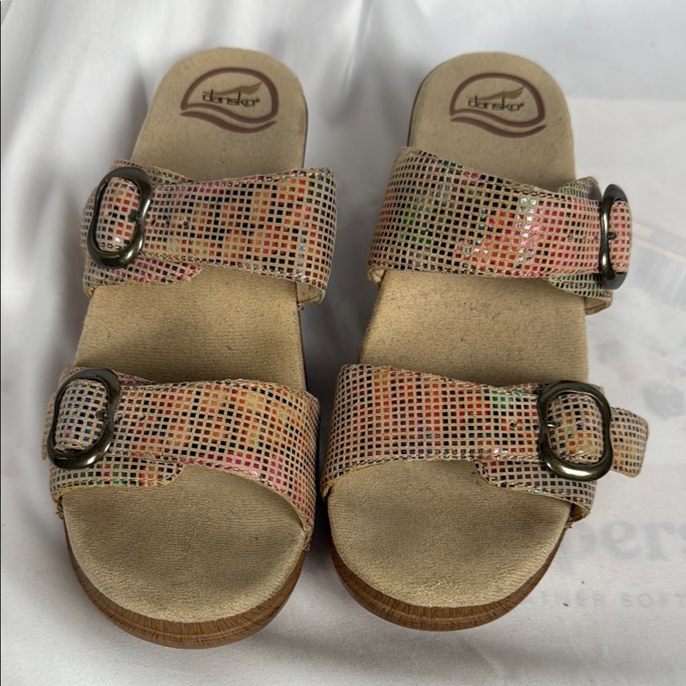 Dansko Sophie Leather Multicolor Mosaic Tile Women's Sandals